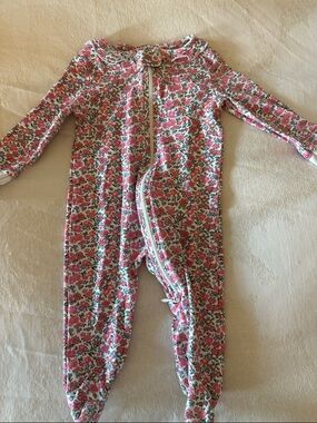 Pink Floral Footed Baby One-Piece with Zip